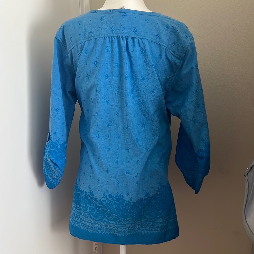 Exofficio Blue Tie Front Tunic Relaxed Fit XL - Picture 3 of 5